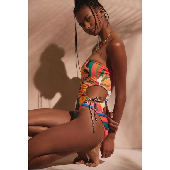 Free People Its Now Cool Loro Strapless One Piece Swimsuit Cutout Small NEW NWT - Picture 3 of 12